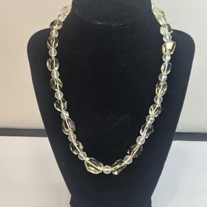 14k Vintage Necklace White And  Smokey Quarts